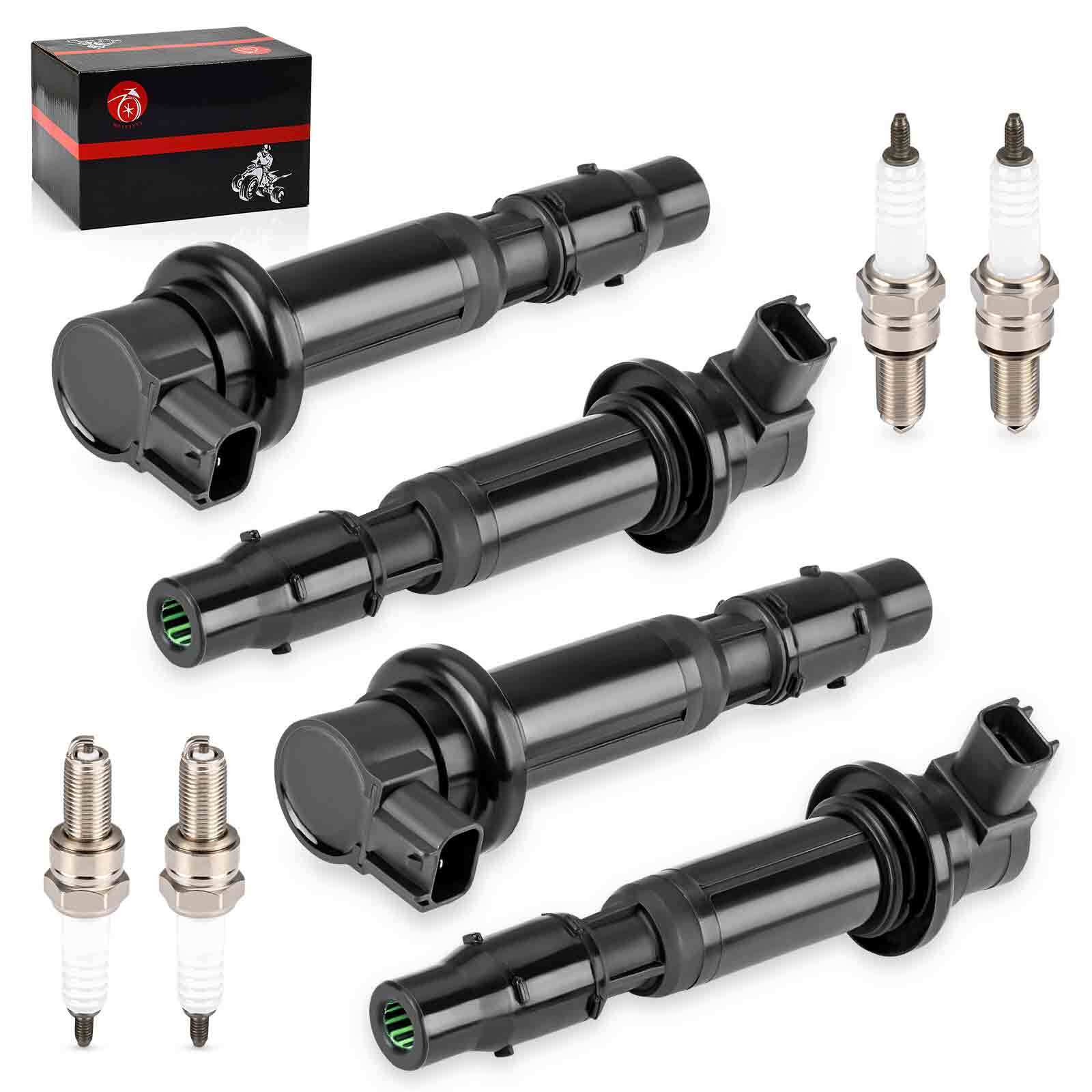 4Pcs Ignition Coils & Iridium Spark Plugs For Kawasaki Ninja ZX-6R ZX600 ZZR600
