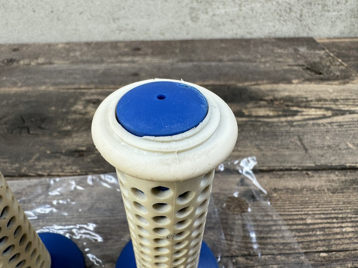 Bmx Handle grips Vintage Old School Blue White Oakley Style