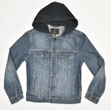 Guess Men's Trucker Denim Jacket Button Hooded Cotton Blue Size M Solid