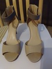 NINE WEST OPEN TOE HEELS SANDAL GREY & BEIGE Size 7.5 M. — photo 3