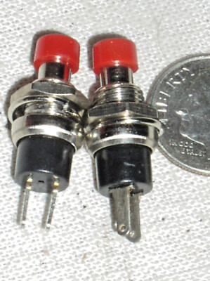 2 NEW MINI SMALL RED 3 AMP 3A A N/O MOMENTARY SPST PUSHBUTTON PUSH ...
