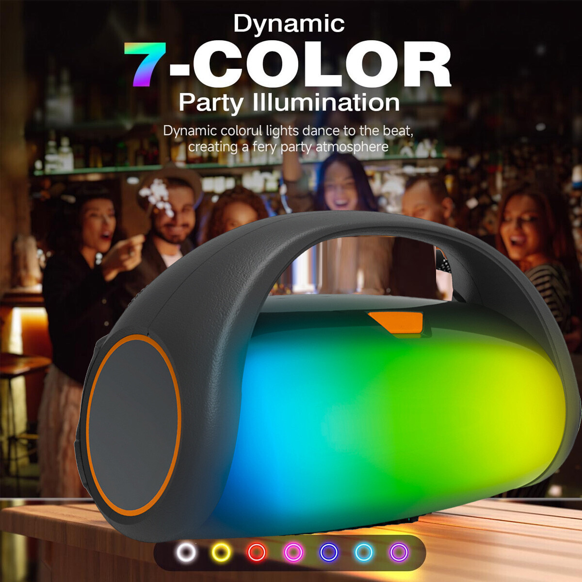 Portable Rechargeable Bluetooth Speaker Dual 3” Bluetooth Boombox FM,USB,TWS,LED