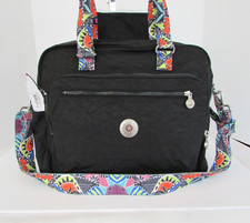 Kipling Alanna Black Mesmerized Strap Diaper Bag Travel Bag Weekender NWT