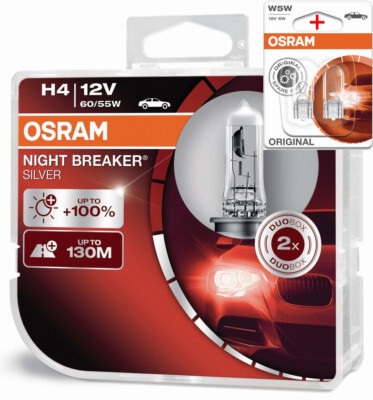 Osram H4 12V 60/55W Night Breaker Silver +100% 2pcs + W5W OL