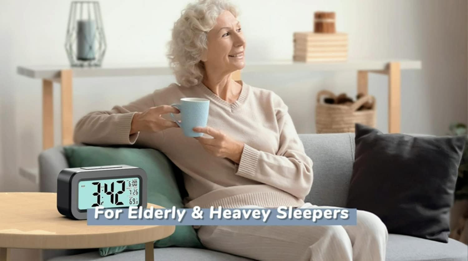 Smart Digital Alarm Clock with Night Light and Large LED Display