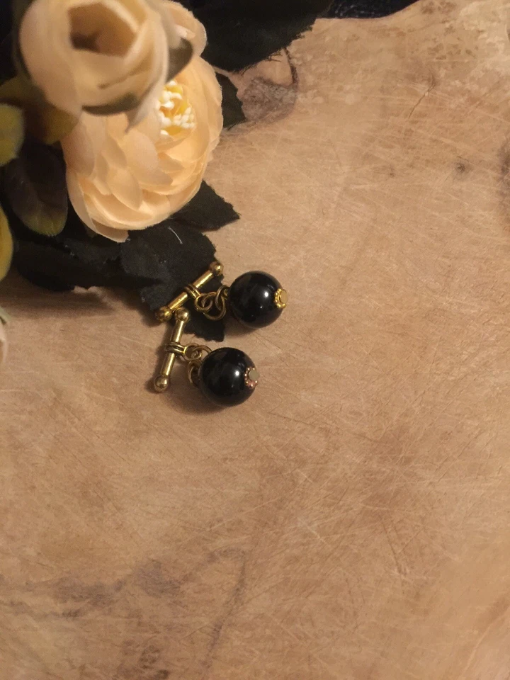 Gemelos de piedras preciosas genuinas hechos a mano - ónix - regalo para él Foto 2 de 2