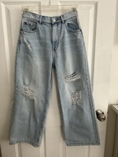 Zara Girls 13/14 Distressed Light Wash Boyfriend Denim Baggy Jeans EUC