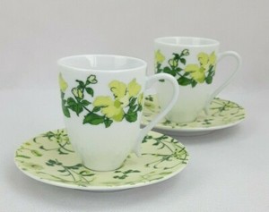 Service à Café Silea : 6 Tasses Et Sous-tasses, Porcelaine Blanche, Décor Sports, Occasion