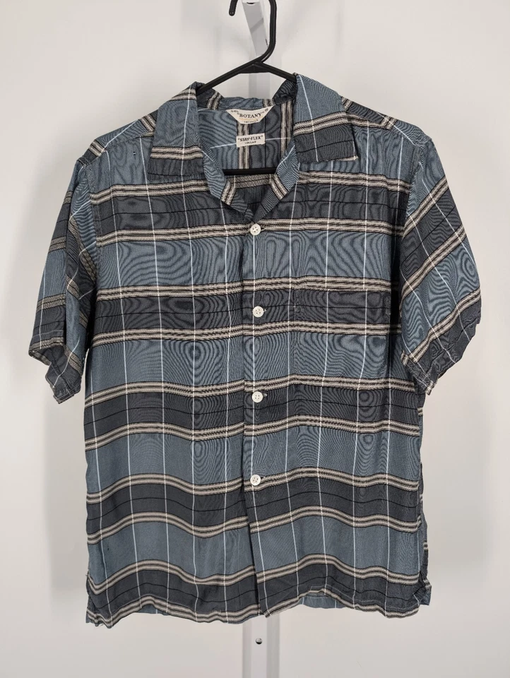 Camisa Rockabilly Botánica Vintage Años 50 60 Stay-Flex Cuello Lazo Satinado Cuadros Campamento Foto 2 de 4