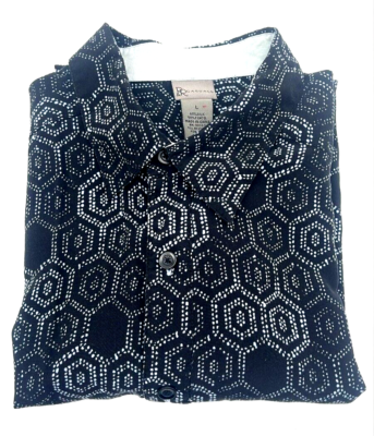 R&R Casual Shirt Mens Large Black Gray Geometric Button Up Short 