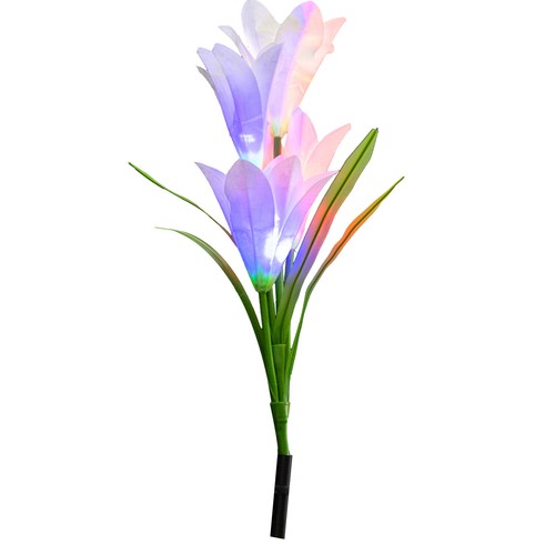 Solar Lily Flowers Garden Stake Lights 4 Head LED Outdoor Yard Garden Decor Lamp - Picture 19 of 32