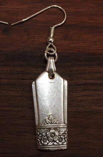 Antique Vintage Spoon cutoff Silver Rose Oneida Earring Silverware Plate Jewelry - 第 3/3 張圖片