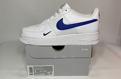 Nike Air Force 1 Low GS White Game Royal Size 7Y Navy FN3875-100