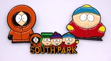 South Park 3 Enamel Hat / Lapel Pins - The Gang - Cartman - Kenny - NEW