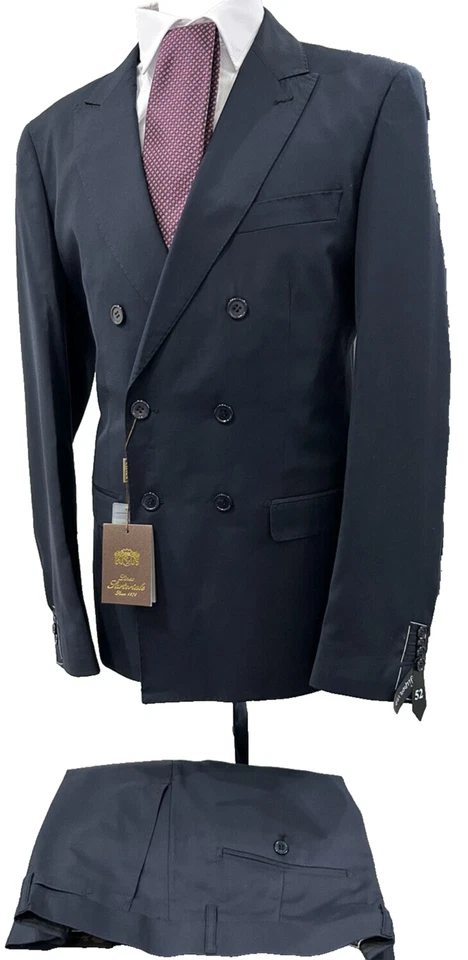 Traje Hombre Doble Pecho Lana Azul Slim D7 46 48 50 52 54 56 58 60 Otoño Invierno Foto 2 de 4