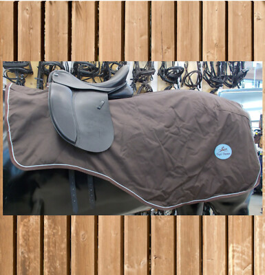 Equi Theme Riding Blanket, Waterproof Kidney Blanket, Fleece Lining, Chocolate