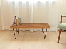 Lattenbank Lamellenbank Blumentisch Beistelltisch Couchtisch Schlaufenbeine 50er