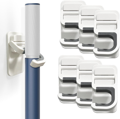 Super Anti-Slip Mop and Broom Holder - No Drilling Wall Mount, Dustpan Hanger fo