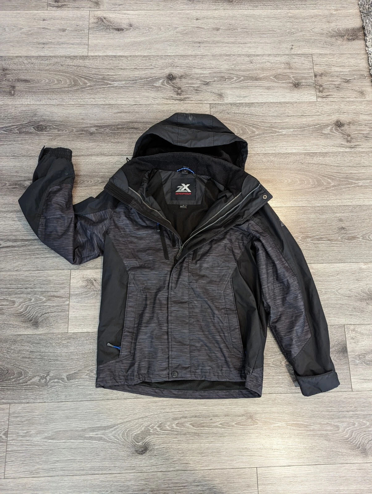 NEW ZEROXPOSUR BLACK INSULATED WINTER JACKET MENS S ZIP OFF HOOD