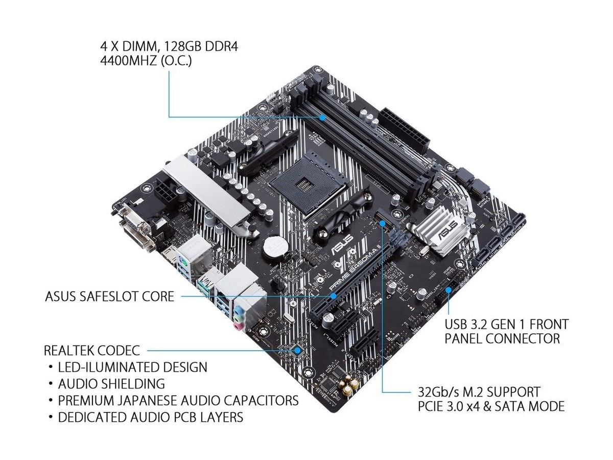 ASUS Prime B450M-A II Socket AM4 DDR4 Motherboard (90MB15Z0-M0AAY0