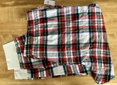Old Navy Soft 100% COTTON-FLANNEL Jogger PJ PANTS White/Multi Plaid, XXL, NWT