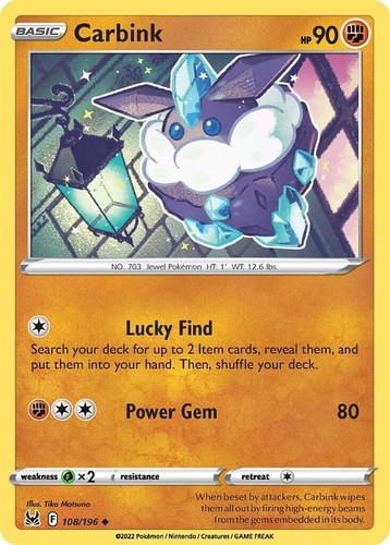 Carbink 108/196 NM / M - Lost Origin Sword Shield Pokemon Card