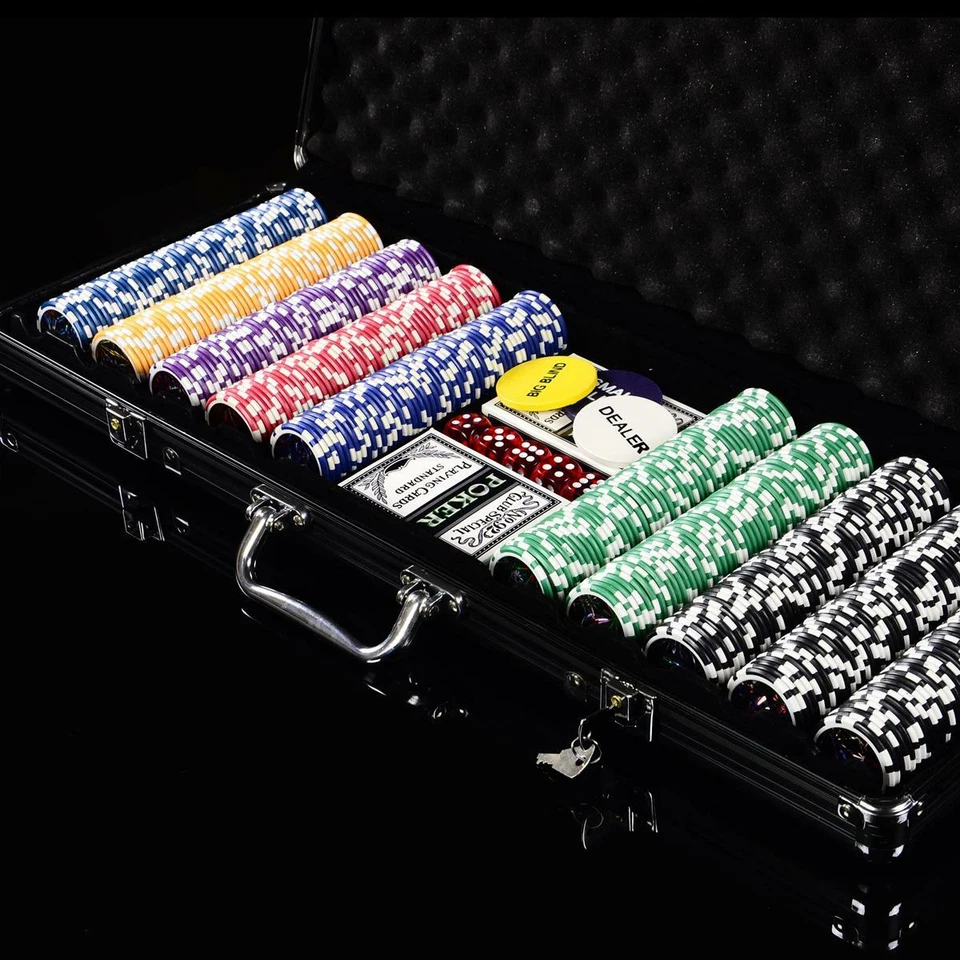 Pokerkoffer 500 abgerundete Laser Pokerchips Pokerset BLACK EDITION - Bild 2 von 4