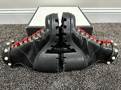 Gucci Magnum Calfskin Pearl Lace Up Combat Ankle Black Boots Gucci Magnum Calfskin Pearl Lace Up Combat Ankle Black Boots