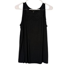 Banana Republic Black Lace Crochet Trim Sleeveless Tank Top Women Small