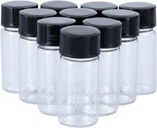 2 or 10 Pc 5ml Mini Clear Glass Vials with Plastic Screw Caps for Essential Oils