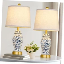  Chinoiserie Ceramic Table Lamps Set of 2 for Living Room Bedroom Modern
