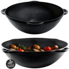 Kazan Uzbek Cast Iron Kazan for Plov Making Cookware Insulated Double Handle ...