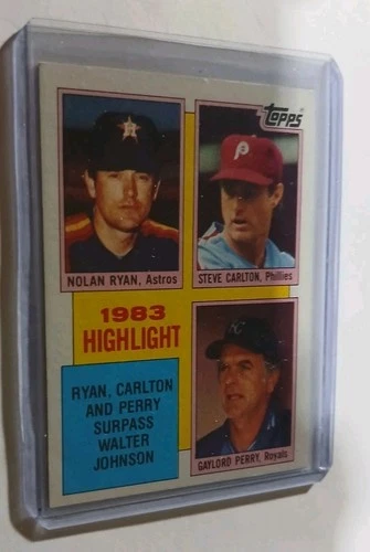 Topps 1984 Highlight #4 Nolan Ryan Steve Carlton Gaylord Perry Baseball Card