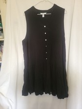Nine West Womens Size XXL Black Sleeveless Mini Dress With Pearl White Buttons