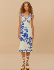 Farm Rio Cascade Floral Sleeveless Wavy Euroflax™ Premium Midi Dress Size Medium