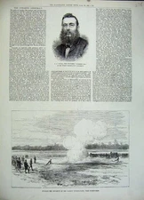 Old Antique Print 1883 Dynamite Saltley Sewage Farm Birmingham Tynan Man 19th