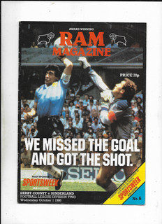 DERBY COUNTY V SUNDERLAND 1/10/1986 DIVISION 2 (D7)