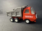 Vintage Diecast Tonka Mini Red And Silver Dump Truck 1970’s 5” Long.