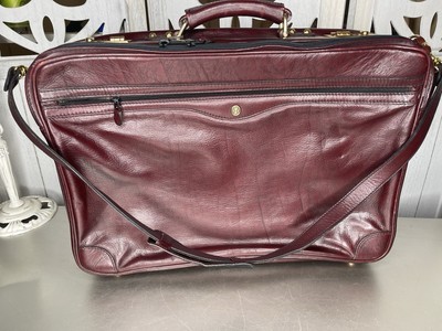 Gold Pfeil Burgundy Oxblood Leather Combination Lock Luggage Bag VTG Germany