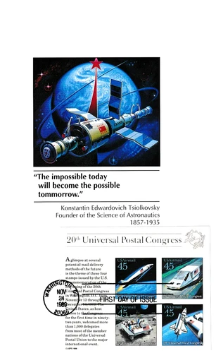 USSR WSE FDC Ceremony Program #C126 C2 Futuristic Mail Transport USPS  SS 1989