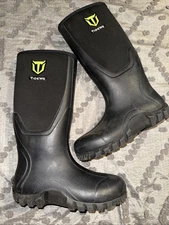 TIDEWE boys Rubber/Neoprene Black Outdoor Tall Boots Size US 6 kids 