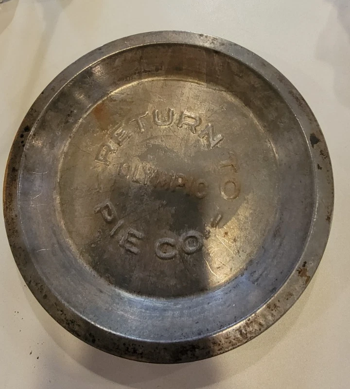 Vintage Olympic Pie Co 8-7/8" Tin Pie Plate (2)