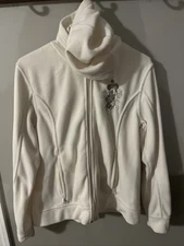 Disney Parks Authentic Minnie Mouse Cream Colored FLEECE Hoodie Size ADULT MED