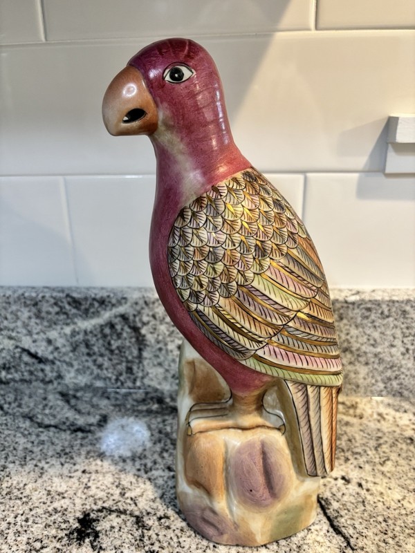 12" Red Parrot Ceramic Figurine Sculpture Collectible Macau MM-2191