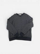 Amazon Essentials Men's Navy Blue White Striped V-Neck Pullover XL