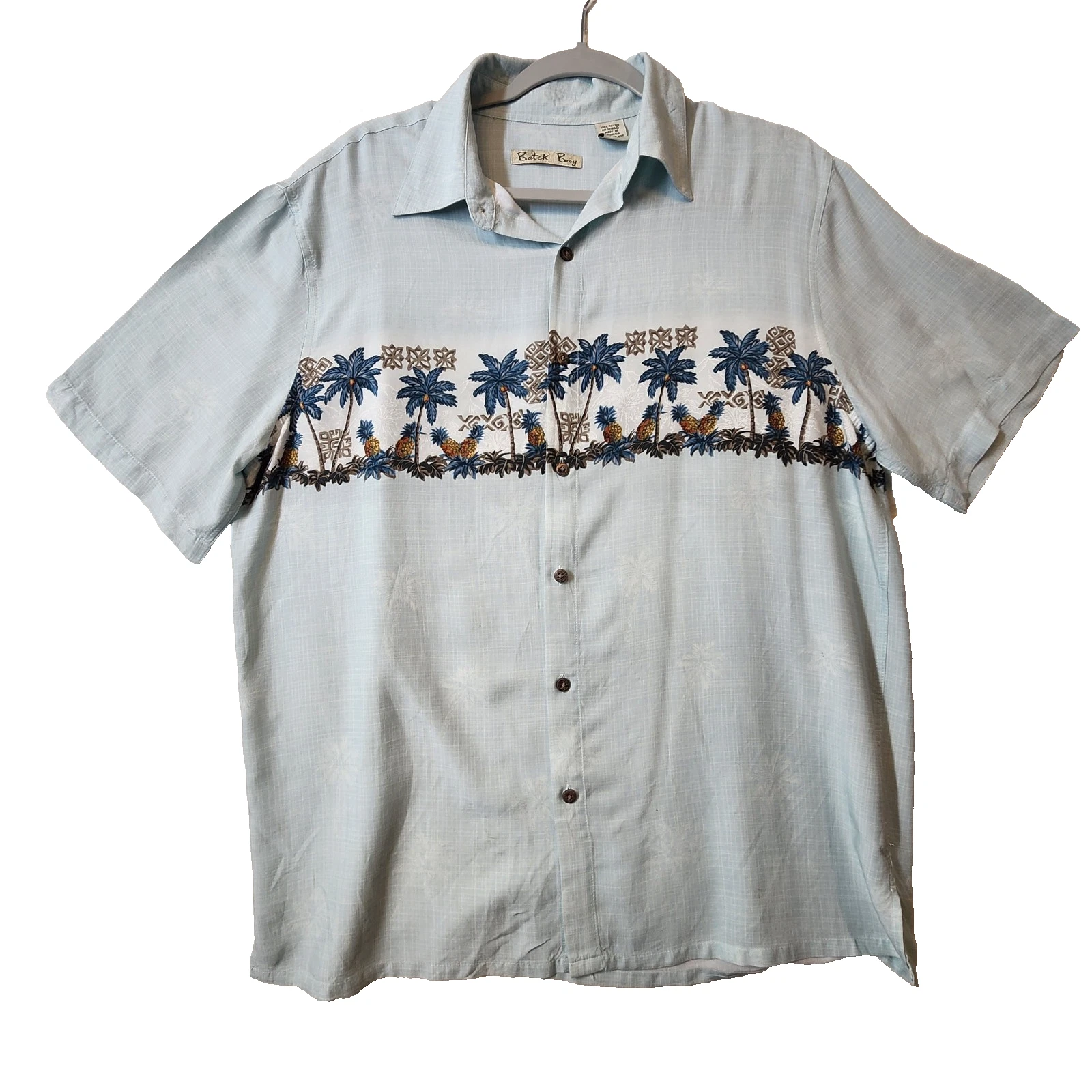 Batik Bay Casual Hawaiian Shirt Palm Trees Rayon Men's L - Light Aqua Blue
Opens in a new window or