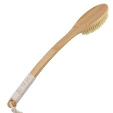 Back Scrubber Brush for Shower,Curved Extra Long Handle Bamboo Stiff Bristle ...