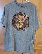 Realtree Camo Brand Deer Logo T-Shirt Grey Shirt XL 