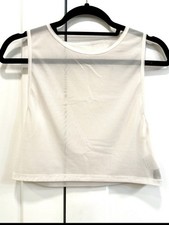 Tiger Friday Women s White sheer Cropped Round Neck Stretch Tank Top. Size AL