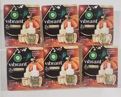 6 Air Wick Essential Oils Harvest Pumpkin & Spice Scented Oil 12  Refills New